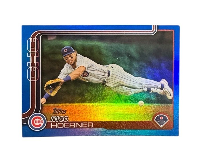 Nico Hoerner 2025 Topps Series 1 Blue Foil Parallel /150 Chicago Cubs #38