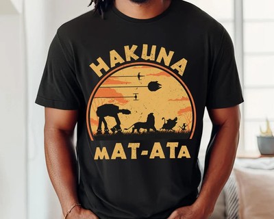 Disney Retro Lion King And Star Wars Hakuna At-At Black T-Shirt Size S-5XL