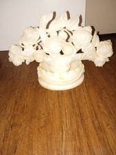 Alabaster Flower Sculpture White Floral Patte...