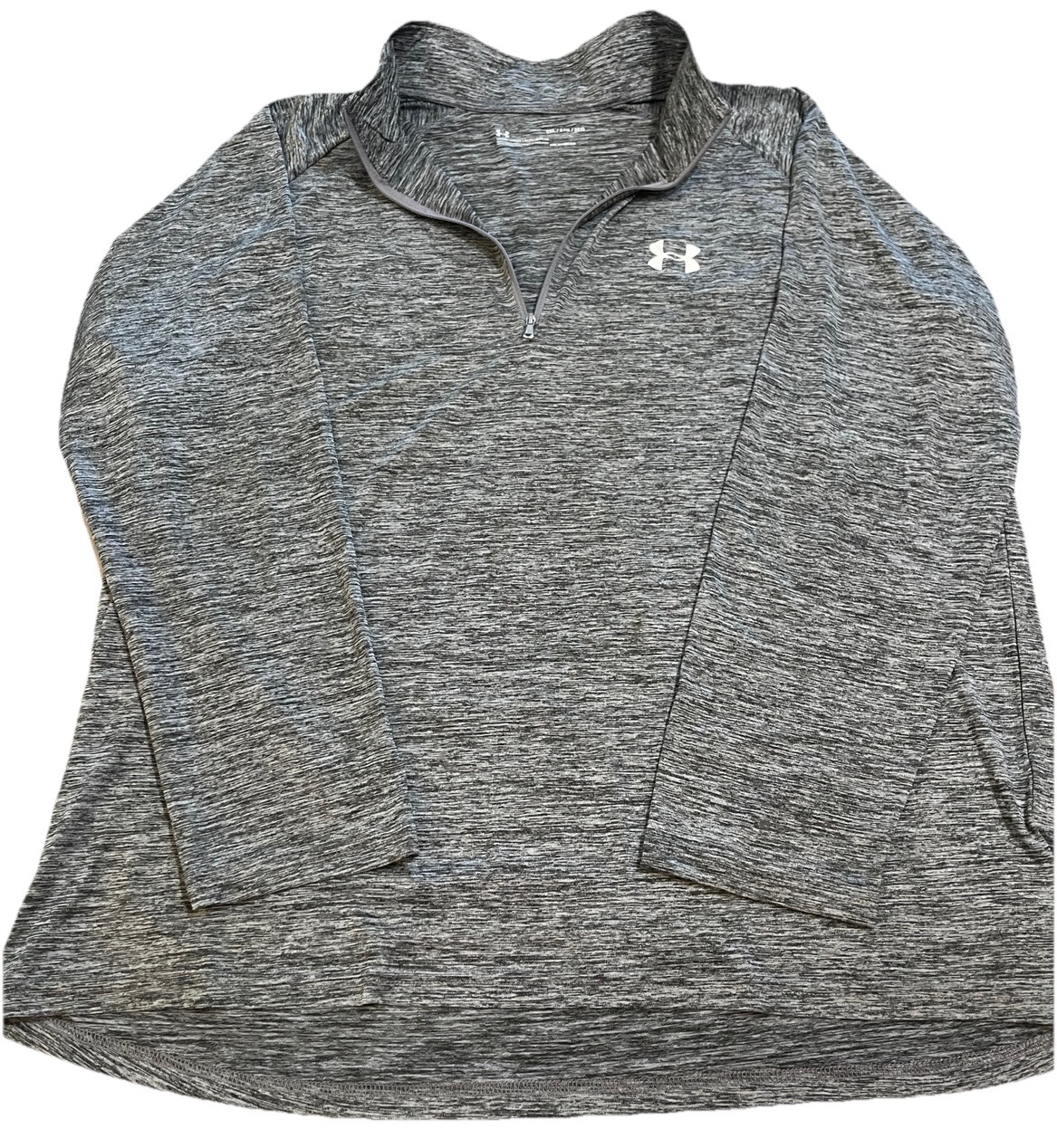 Under Armour Shirt Mens 2XL Heat Gear Grey Heather Quarter Zip Pullover Athletic