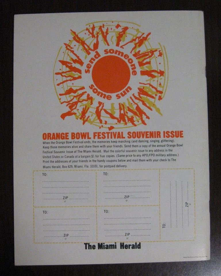 1973 Notre Dame vs Nebraska Orange Bowl Football Program Miami Florida Jan 1 - Image 2 of 4