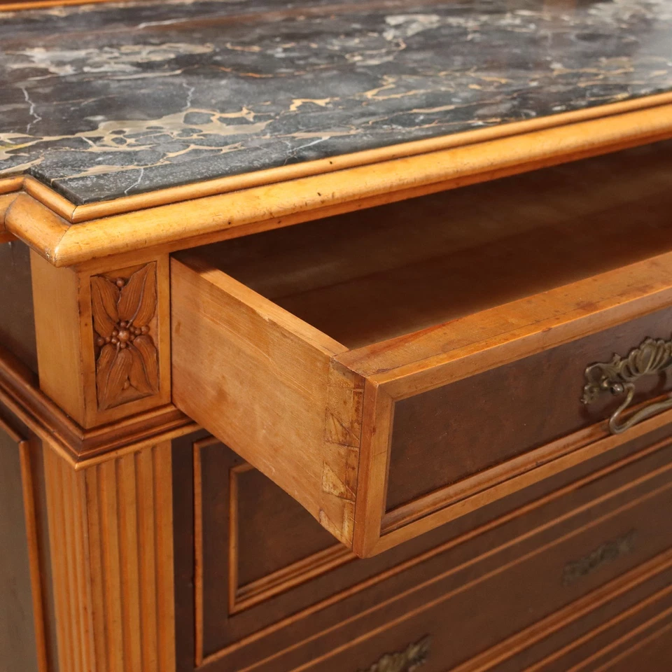 Cajonera antigua Art Nouveau cereza Italia siglo XIX original Foto 3 de 4