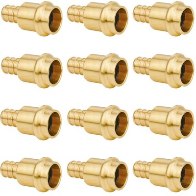 12 Pack 1/2'' Press Pro press x 1/2'' PEX Adapter Crimp Fittings Brass Coupling...