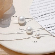 Natural Shell Pearl Necklace with S925 Sterling Silver Chain, Dainty Single Pear