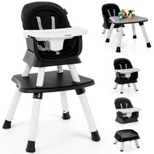8-in-1 Baby High Chair w/ Double-layer Cushions Multifunctional Toddler Black