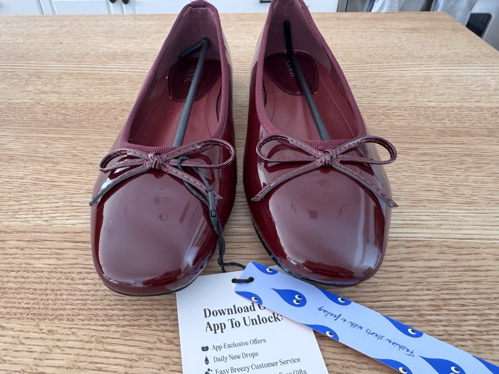 Cider Bow Decor Square Toe Ballet Mary Jane Flats in the color wine 39 US 9