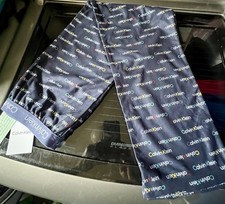 Calvin Klein Boy's Pajama Pants Size 10 Logo Print Navy Multicolor Elastic Waist
