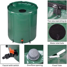 50 / 66 / 100 Gallon Portable Rain Barrel Water Collector Tank w /Spigot Filter