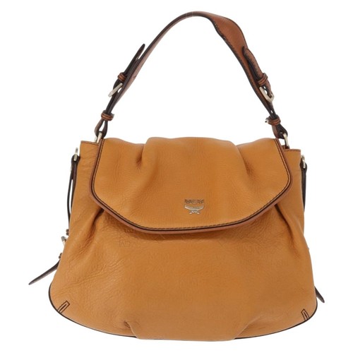 MCM Vicetos Logogram Schultertasche Leder Braun Gold Auth gh1463 - Bild 13 von 22