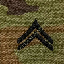 U.S. Army Corporal E-4 OCP Rank Sew-On Insignia, Multi-Camo, 2" x 2"