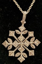 Sterling Silver Necklace With Crystalized Snowflake Pendant 20"