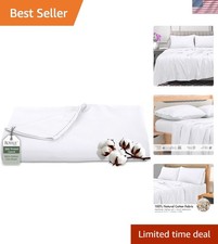 Cotton Flat Sheet Queen 300 Thread Count Breathable Cool Soft Crisp Bedding