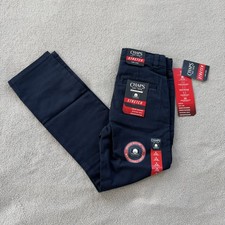 NWT CHAPS Stretch Modern Fit Pants Navy Adjustable Waist School Uniform Youth