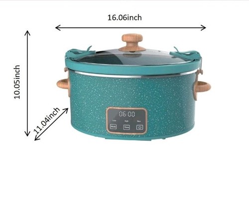 Pioneer Woman TEAL SPECKLE ~ 6 Qt ~ Digital Slow Cooker ~ Crock Pot Locking Lid - Picture 3 of 7