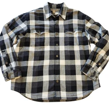 Duluth Trading Co Mens Flannel Lined Plaid Snap Button Shirt Jacket Shacket XL