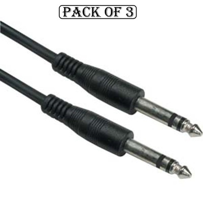 3x 10Ft 1/4'' 6.3mm TRS Male to Male Stereo DJ Speaker Instrument Guitar Cable