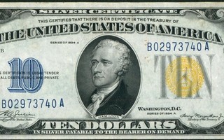 $10 1934 A (( NORTH AFRICA )) Silver Certificate PAPER CURRENCY