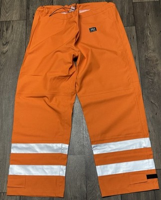 Helly Hansen Pants Mens Orange Hi Vis Workwear Drawcord  Waistband Reflective ￼
