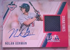 Nolan Gorman Material Signature 102/299 Panini USA Baseball Stars & Stripes 2018