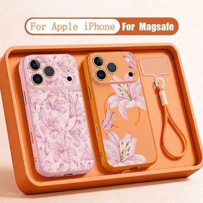 Lily Magsafe Hülle für iPhone 16 Pro 17 Pro Max 15 14 13 mit Handschlaufe Schutz
