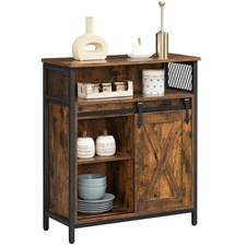 Buffet Cabinet, Coffee Bar Storage Cabinet, Sideboard with 1 Sliding Barn Doo...