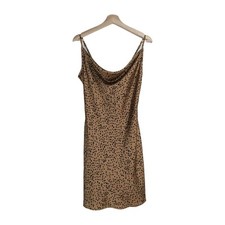 Windsor Cowl Neck Mini Dress Sexy Y2K Bronze Polka Dots Medium Feminine Mobwife