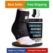 Ankle Brace for Women  Men - Lace Up Adjustable Support with Side Stabilizer...