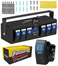 6 Gang Rocker Switch Box Waterproof 12V 24V DC SPST ON/Off LED Light Bar Swit...