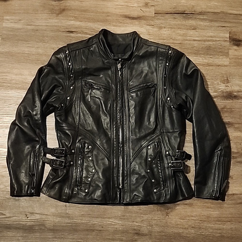 CHAQUETA DE CUERO HARLEY DAVIDSON OLD SKOOL VINTAGE HERENCIA SPRINGER BORLAS TACHUELAS - Imagen 1 de 11