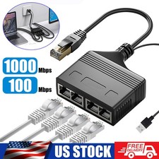 RJ45 Ethernet Splitter 1  to  4 Port 1000Mbps LAN Adapter Simultaneous Internet