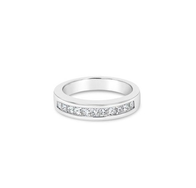 Princess Cut Diamant Ehering 14 Karat Weißgold