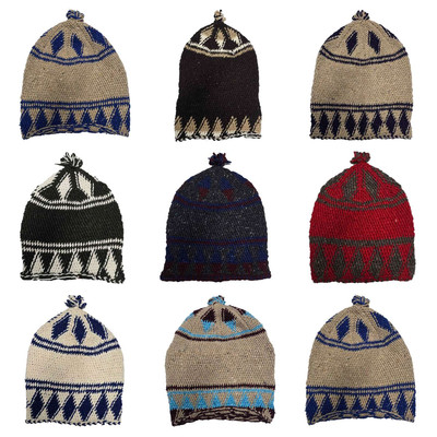 Unisex Winter Bunt Beanie Marokkanisch 100% Handgestrickt Wolle Mützen