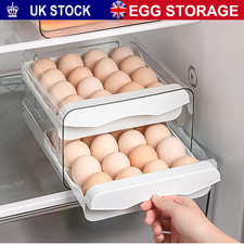32 Grid Refrigerator Egg Storage Organizer 2 Tier Egg Holder Box Drawer Type UK