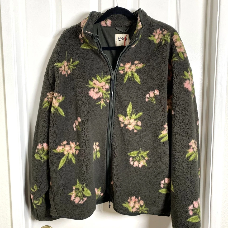Target x Woolrich Adult Floral Zip-Up Fleece Midweight Jacket Olive Green - Image 2 of 4