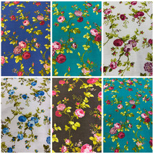 60 Wide Rose Print Polycotton Broadcloth Fabr...