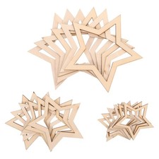 18Pcs Wood Star Hoops for DIY Crafting Reusable Wooden Dreamcatcher Frames Khaki