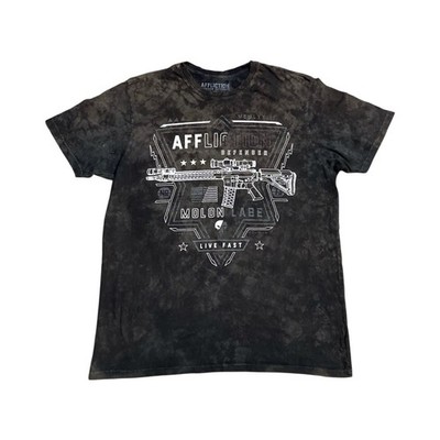 Affliction Freedom Defender Flag Black Short Sleeve T-Shirt Size XL Y2K