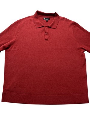The Commons Mens 2XL Red 100% Cashmere Knit Polo Collar Pullover Sweater