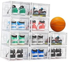 Thicken Shoe Organizer Stackable,Upgraded Sturdy Shoe Storage 10 Pack White