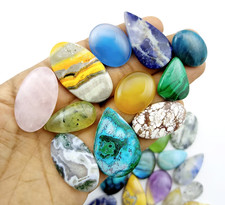 Bulk Lot 100 NATURAL ALL KIND SEMI PRECIOUS Mix Cabochon LOOSE GEMSTONES 100Cts