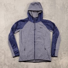 Under Armour Jacket Womens Small Blue UA Storm ColdGear Hooded Full Zip Running