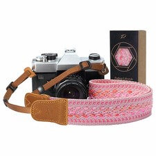Padwa Lifestyle Speed Pink Camera Strap - 1.5" Soft Cotton Rope Weave Crazy H...