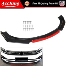 Universal Car Glossy Front Bumper Lip Spoiler Splitter Protector Red 2 Layer Lip