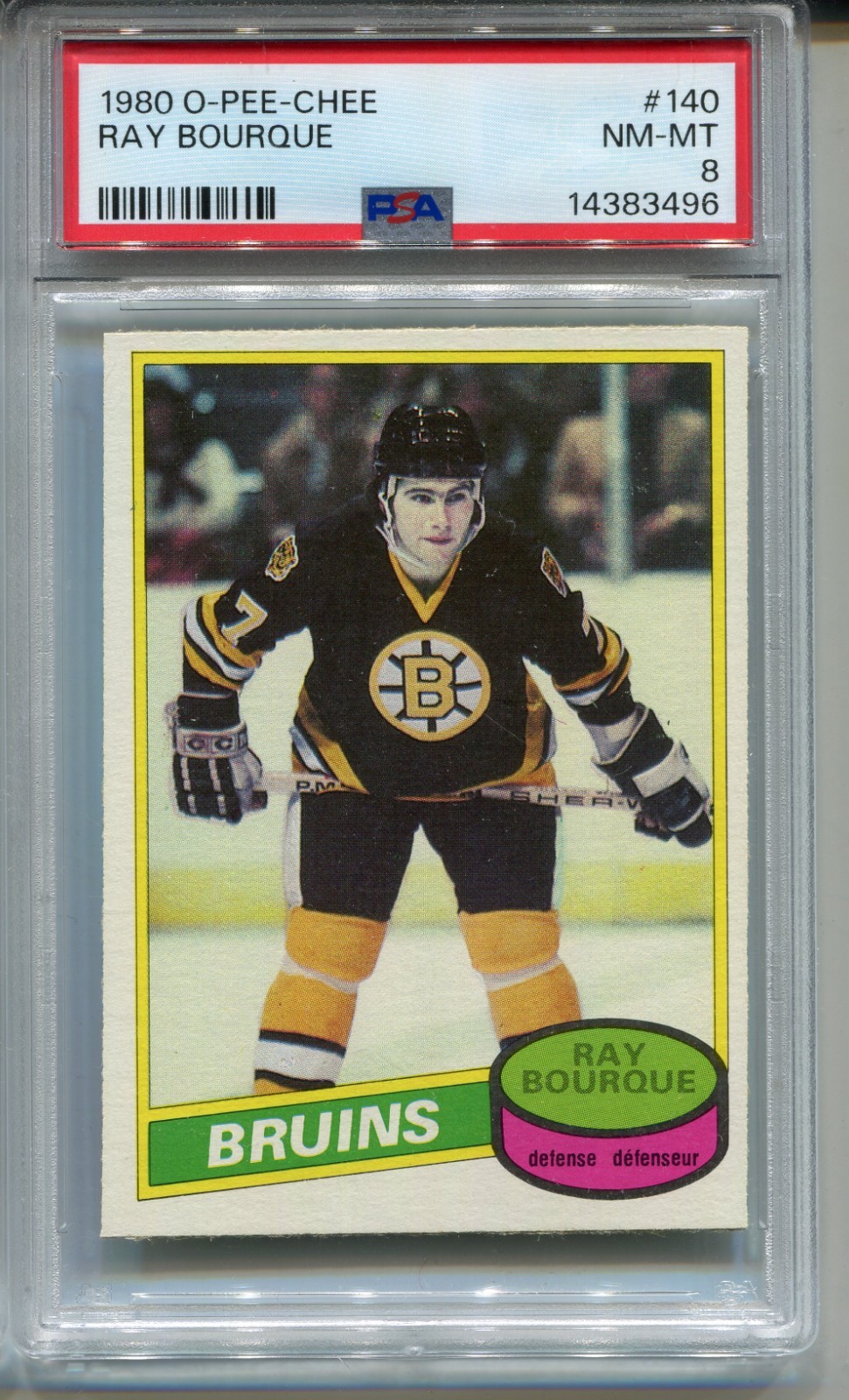 1980 OPC Ray Bourque Rookie Card PSA 8 NM MINT O-Pee-Chee Hockey #140 Graded