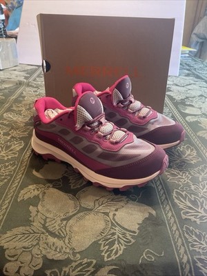 Merrell Moab Speed Low MK165980 Grey/Berry Trail Hiking Shoes Girls Sz 6W