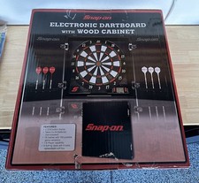 Snap On Tools Electronic Dartboard In Wood Cabinet New - Never Opened