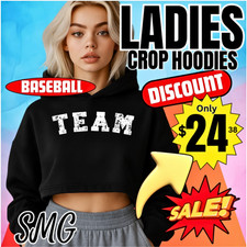 Women’s Baseball Cropped Hoodie, Game Day Sports Fan Gear, Athletic Sweatshirt