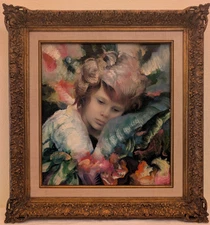 Francisco Masseria Original Oil Painting – Portrait of a Girl (Signed, Framed)