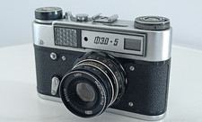 Vintage Soviet Era Photo Camera FED 5 Lens 2.8/55 mm with Leather Case