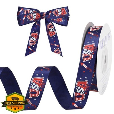 Kryvus Ribbon Navy Blue/USA Firecracker 5/8'' x 15 Yds